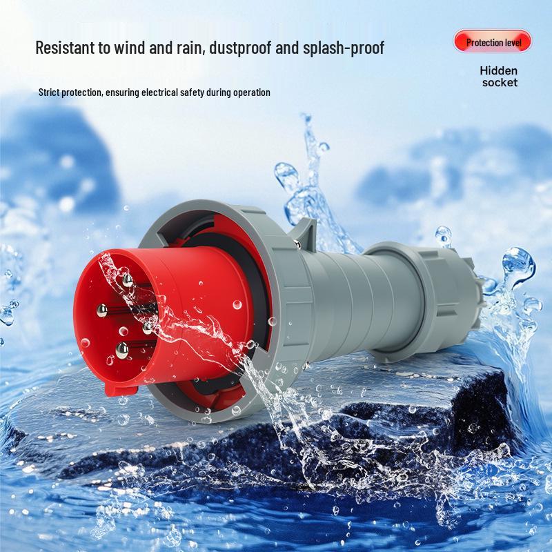 IP67 Three-Phase Industrial Plug Socket: 63A/125A, Waterproof, Aviation Plug, Male-Female, 3/4/5 Core.
