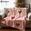 Watercolor Checker Heart Anime Cartoon Flannel Blanket Soft Warm Throw for Bedroom Sofa Car Kids Holiday Gift