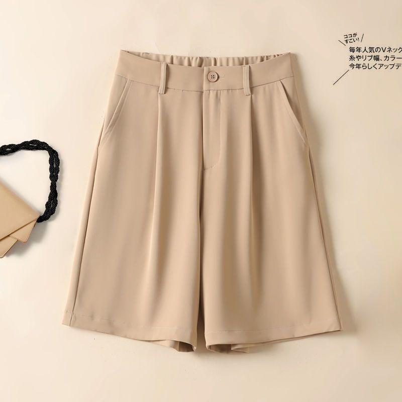 Módní ležérní dámské šortky, volné široké pětibodové kalhoty s vysokým pasem