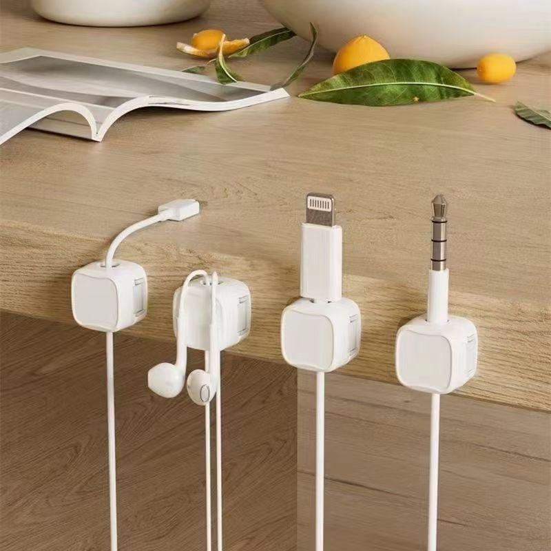Self-Adhesive Magnetic Cable Organizer Clip for Desktop