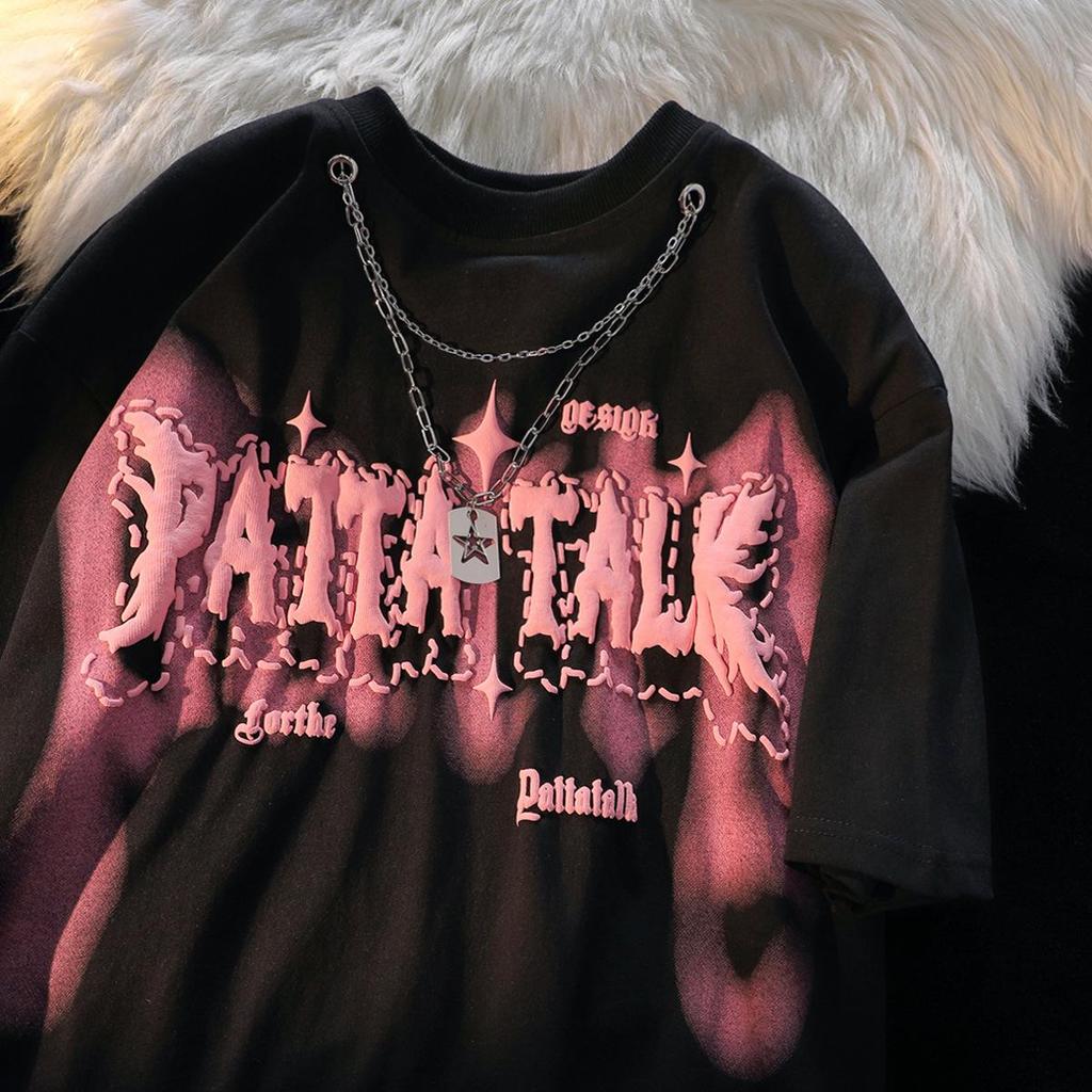 Women's American Retro Cool Style Oversized Pure Cotton T-Shirt - Sweet Loose Half Sleeve Top for 2025