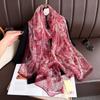 Print Silk Scarf Hijab Women Spring Deisgn Soft Beach Stoles Elegant Head Scarves Echarpe Shawl Satin Large Wrap Echarpe Bandana