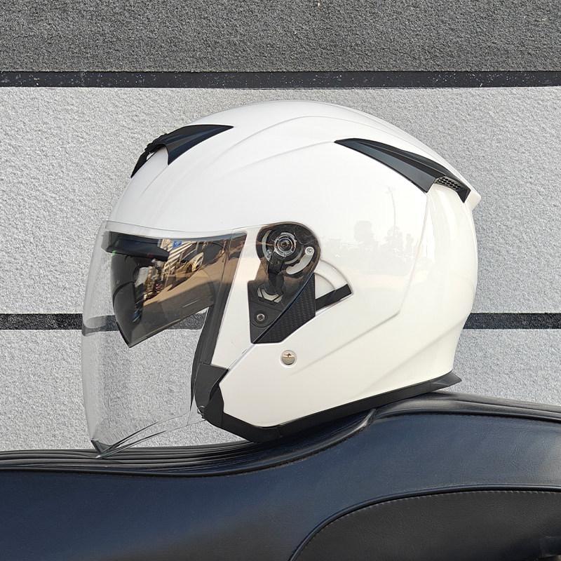 

Orz Retro Dual Visor Half-Cover Motorcycle & Scooter Helmet for Men & Women, All-Season Universal Fit. XXL (Head 61-62 cm)