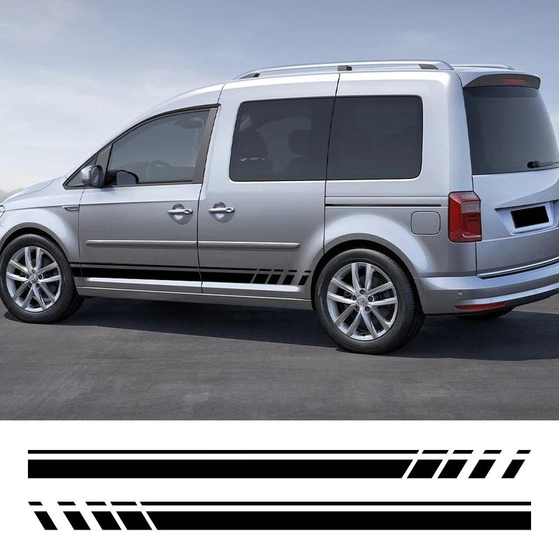 2 Stück Auto Tür Seitenleisten Aufkleber Racing Streifen Style Vinyl Decals Auto Dekor Zubehör für Volkswagen VW Caddy MK2 MK3 MK4