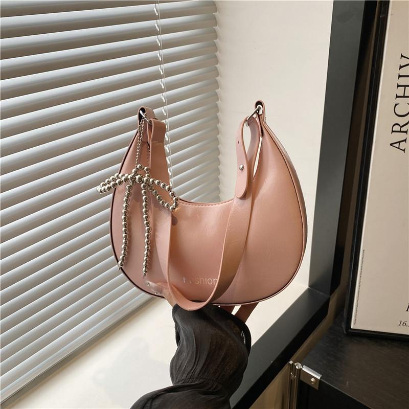 

Модная популярная нишевая повседневная однотонная новая летняя мода универсальная простая сумка-хобо на плечо подмышку женская розовый