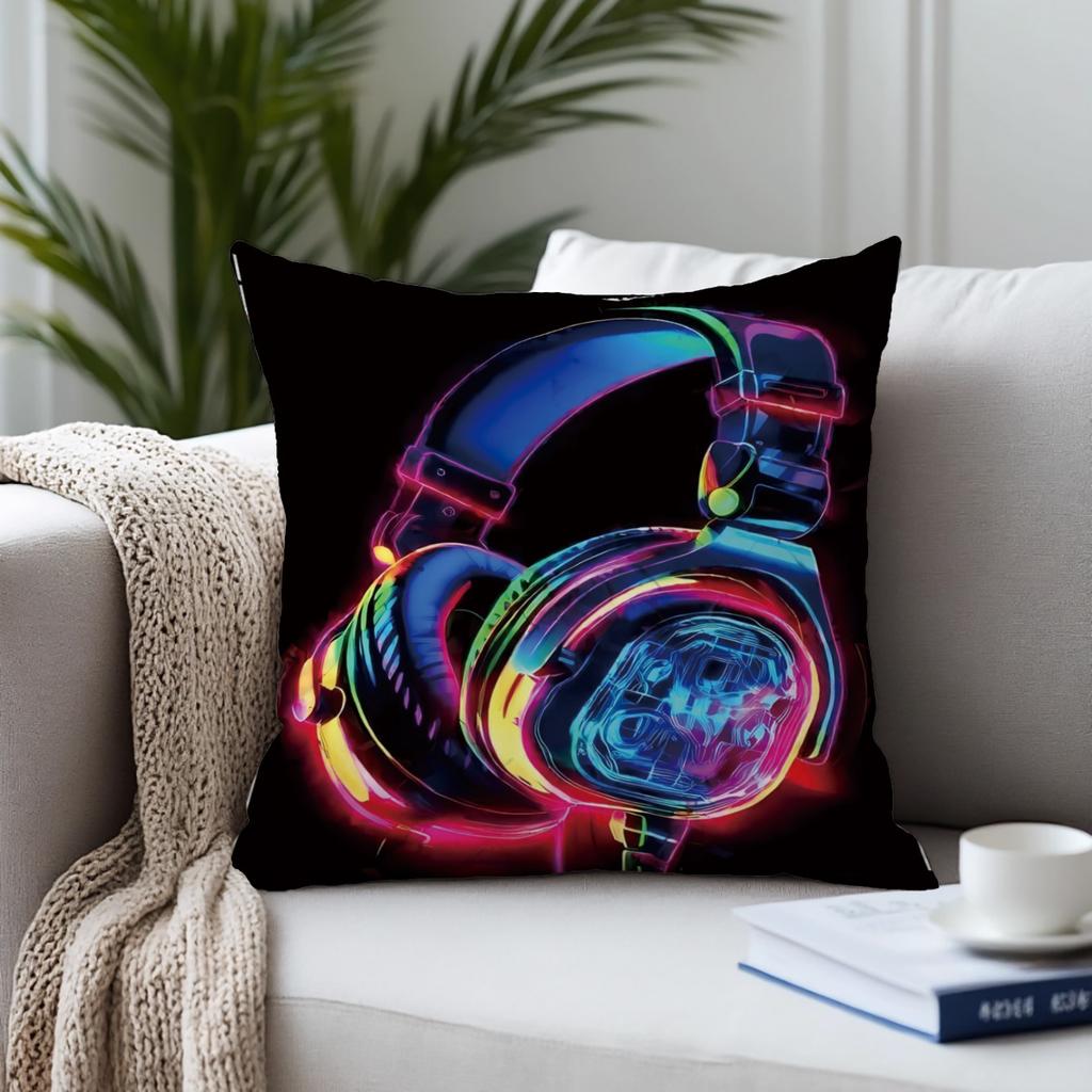 Set of 4, Gaming-Themed Pillow Covers Featuring Designs of Game Controllers And Headphones, Stylish And Trendy, Available In Multiple Sizes Including