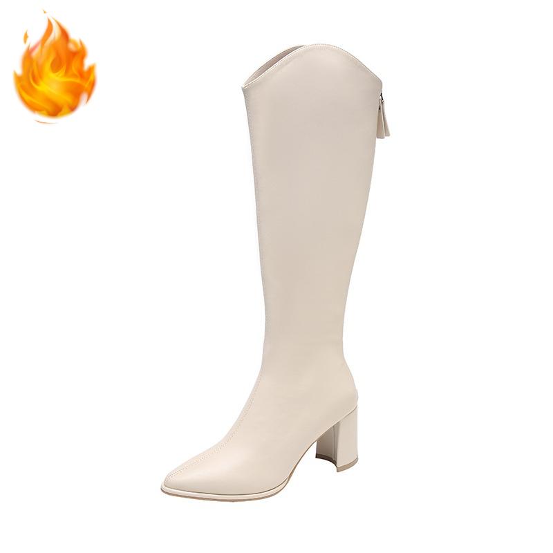 Winter Fashion High Heel Woman Knee High Boots Shoes Ladies Comfort Short Plush Knight Booties botas de inverno feminina