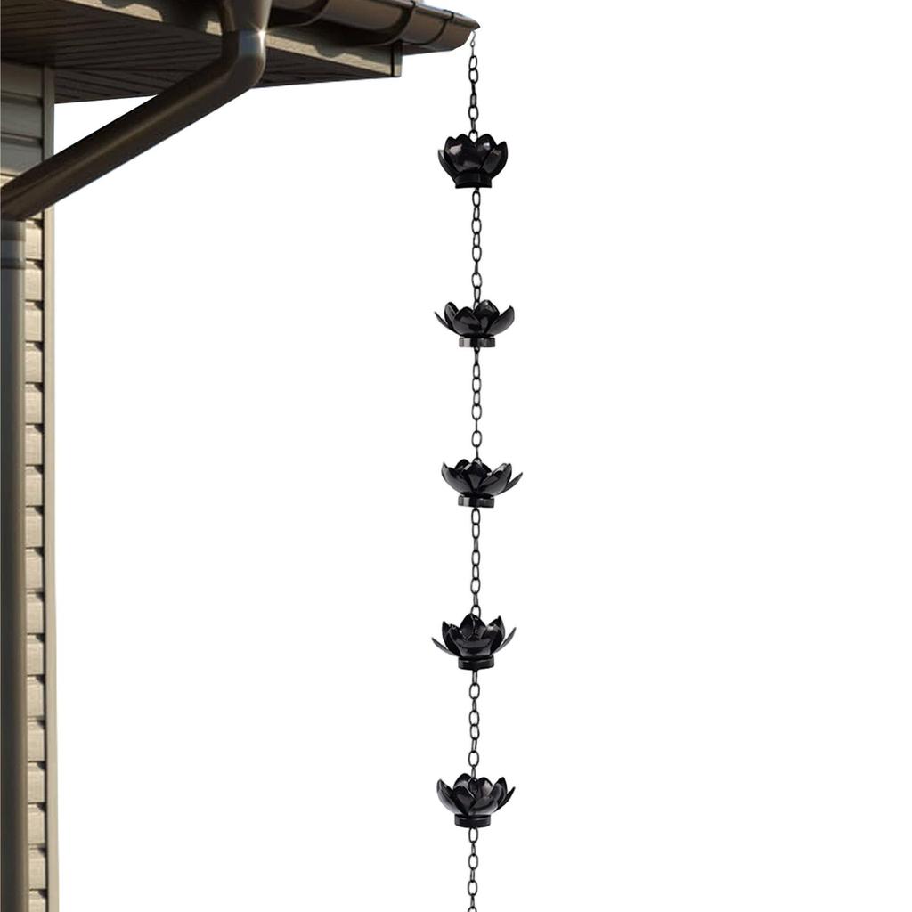 Outdoor Iron Lotus Rain Chains Decorative Flower Shape Gutter Chain Downspout For Home Exterior Garden Yard Landscape