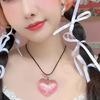Unique Crystal Heart Necklace Fashion Sweet Cool Heart Clavicle Chain Lace Up