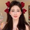 2Pcs Graceful Retro Black/Red Velvet Bow Clip Elegant Two-Piece School Party Duckbill Clip For All Seasons Hair Accessories