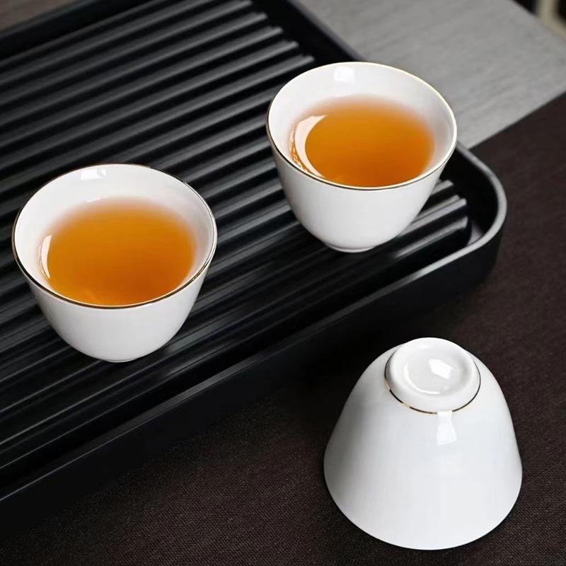 Business Portable Travel Tea Set Dehua White Porcelain Suet Jade Ceramic Teapot Teacup Tea Tray Gift Box