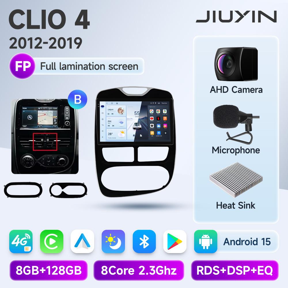 JIUYIN Android 15 Wireless CarPlay Auto Car Radio For Renault Clio 4 ZOE 2012-2019 Intelligent Systems DSP SWC RDS GPS FM BT
