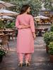 Women Pink Roman Silk Kurta Pant Set | Embroidered 2 Piece Indian Outfit