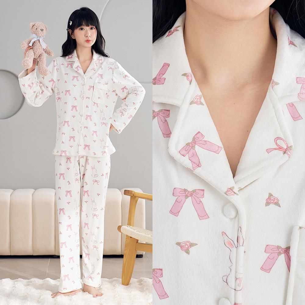 

Женская одежда больших размеров, новые осенние и зимние брюки с длинным рукавом, повседневный и удобный пижамный комплект с принтом XL