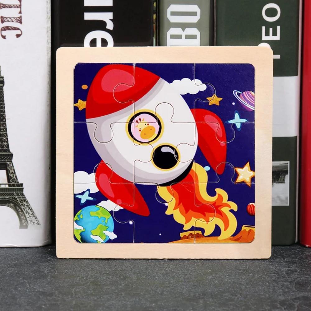 Baby Toys 3D Wooden Puzzle 11x11cm Cartoon Animal Vehicle Jigsaw Wood Puzzle Toys Educational Montessori Toys For Children