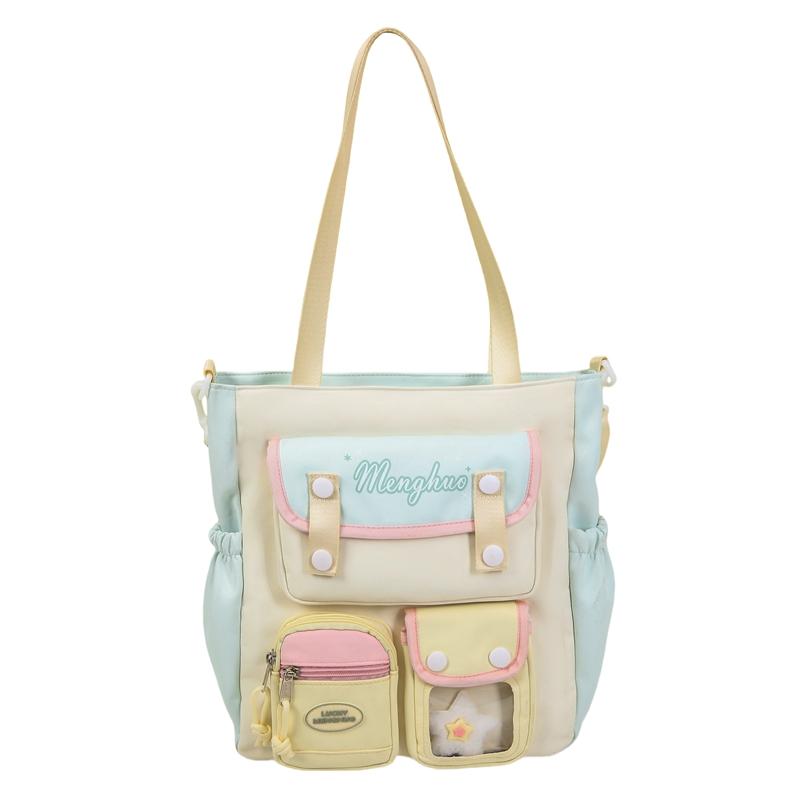 Colorblock Umhängetasche Damen College-Stil Schultertasche Junior High School Schülerinnen Große Kapazität Tragetasche