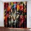 2pcs Medieval Abstract Cat Kitchen Curtains Tiers Funny Cute Animal Bohemian Leaves Modern Minimalist Art Office Cafe LivingRoom