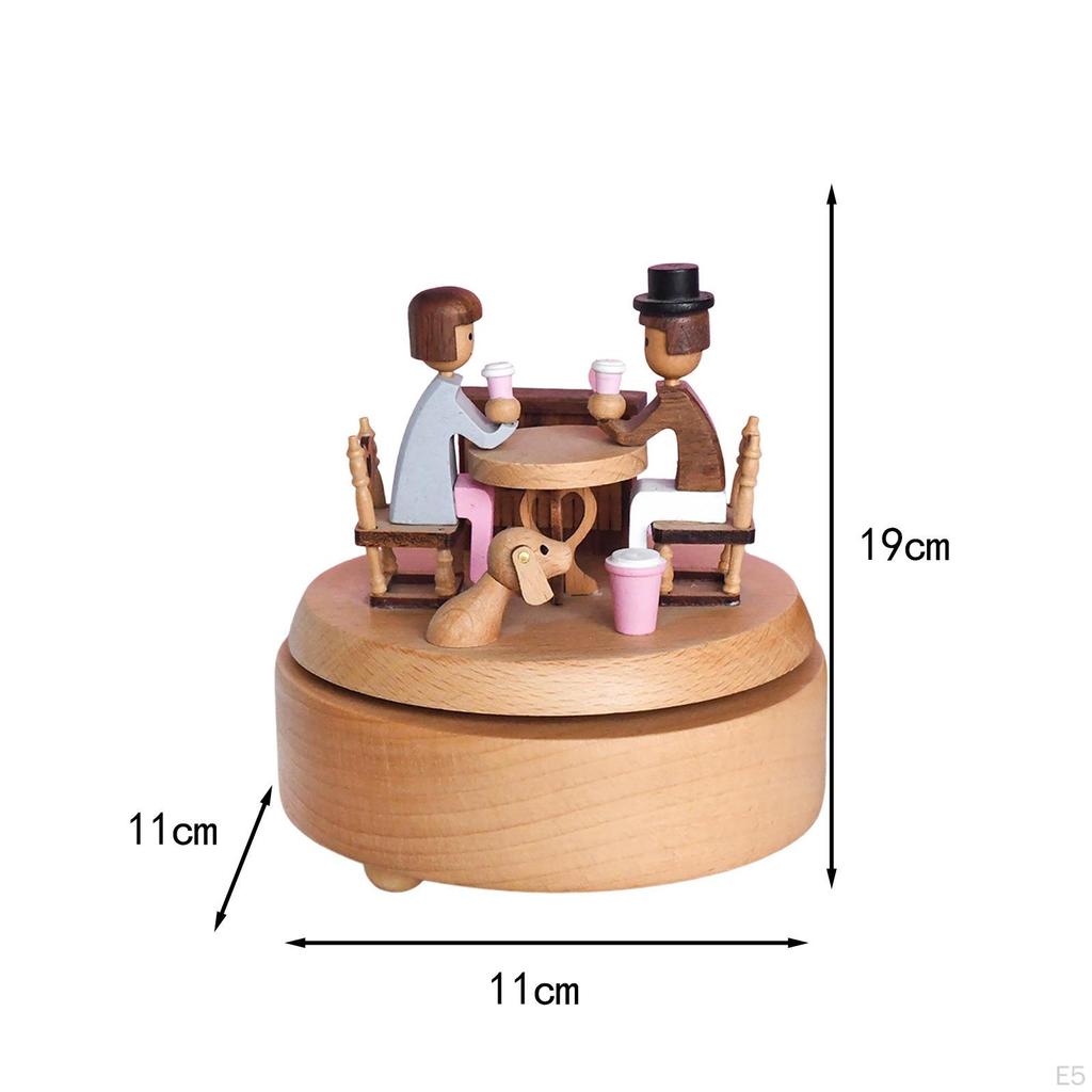 Handcrafted Wooden Music Box - Charming Clockwork Toy for Home Decor