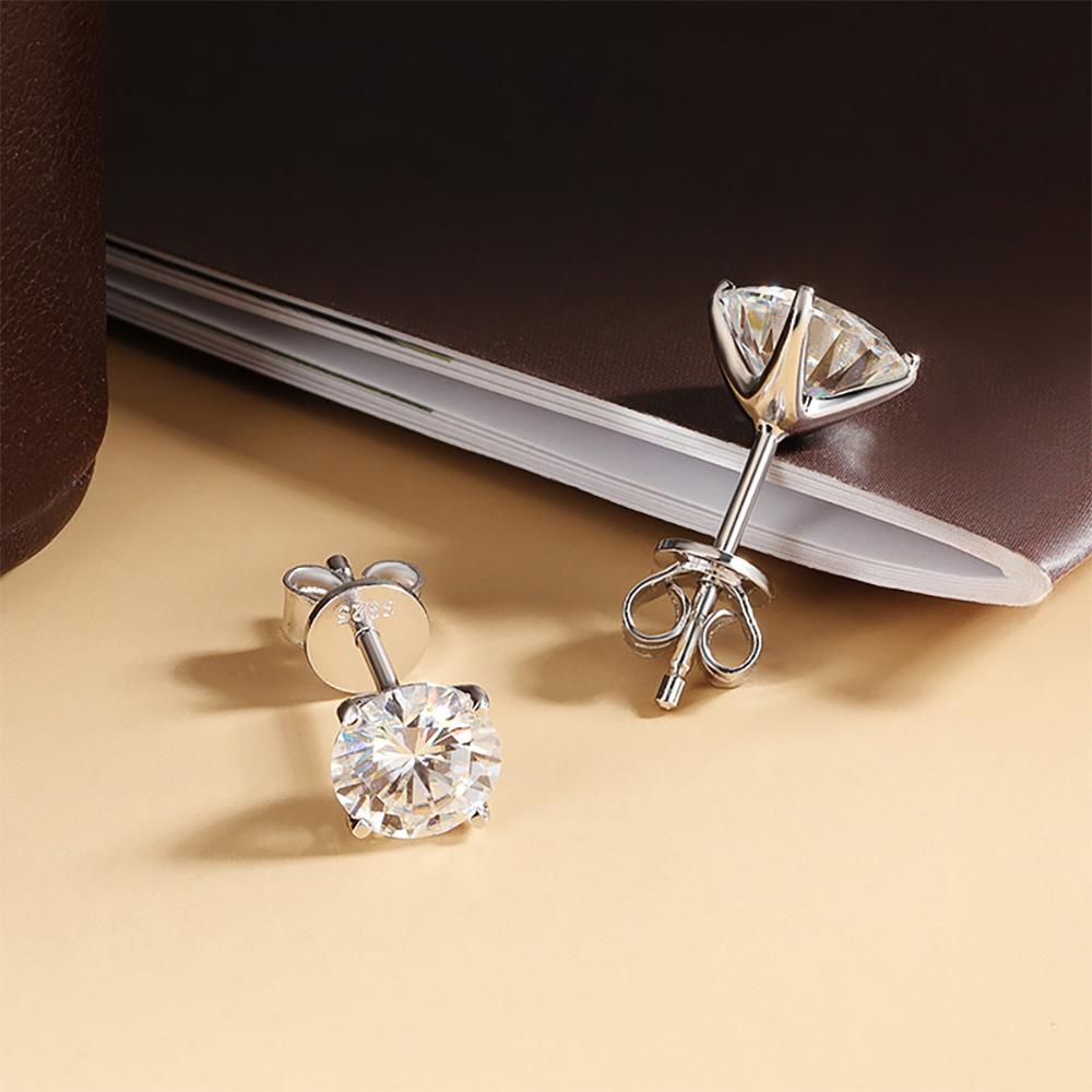 0.2-5ct Moissanite Stud Earring for Women Men Round D Color Diamond 925 Silver 18K Gold Plated Jewelry with