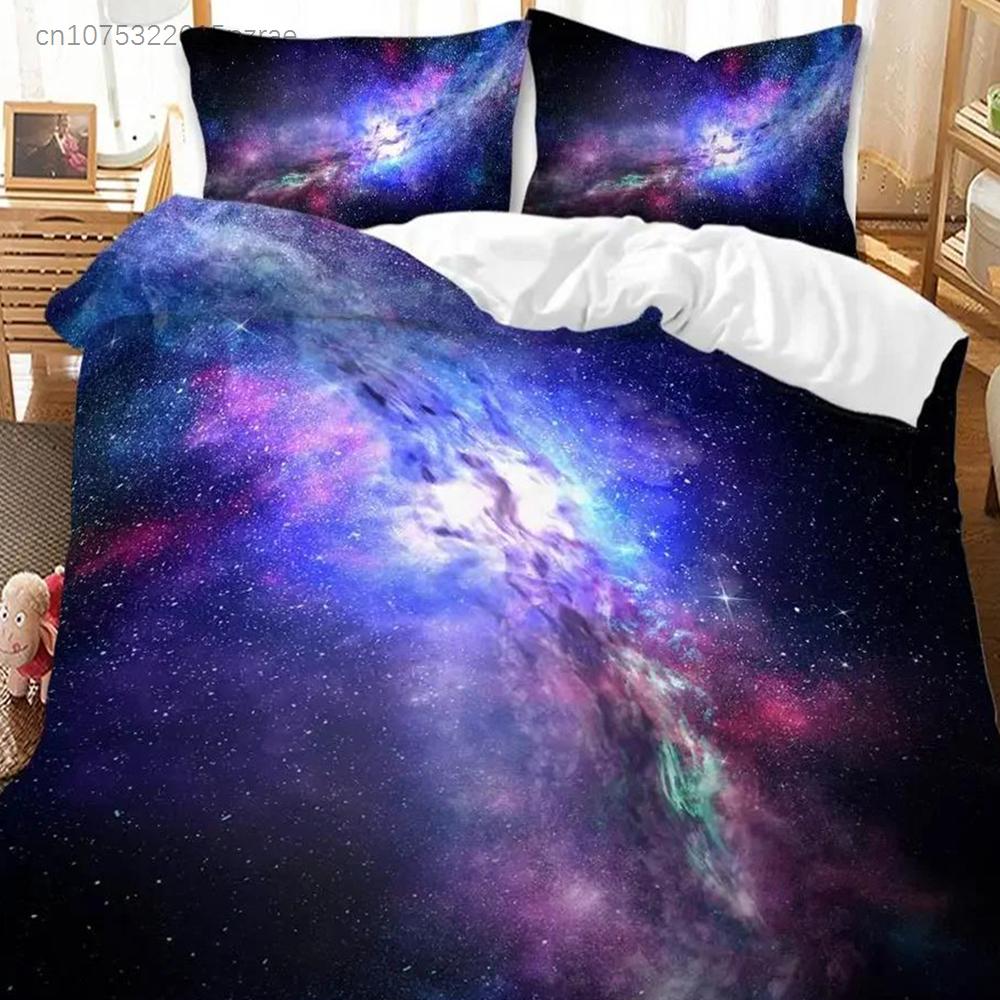 Universe Duvet Cover Galaxy Planet Comforter Cover Universe Outer Space Quilt Cover 3D Starry Sky Series Polyester Bedding Set