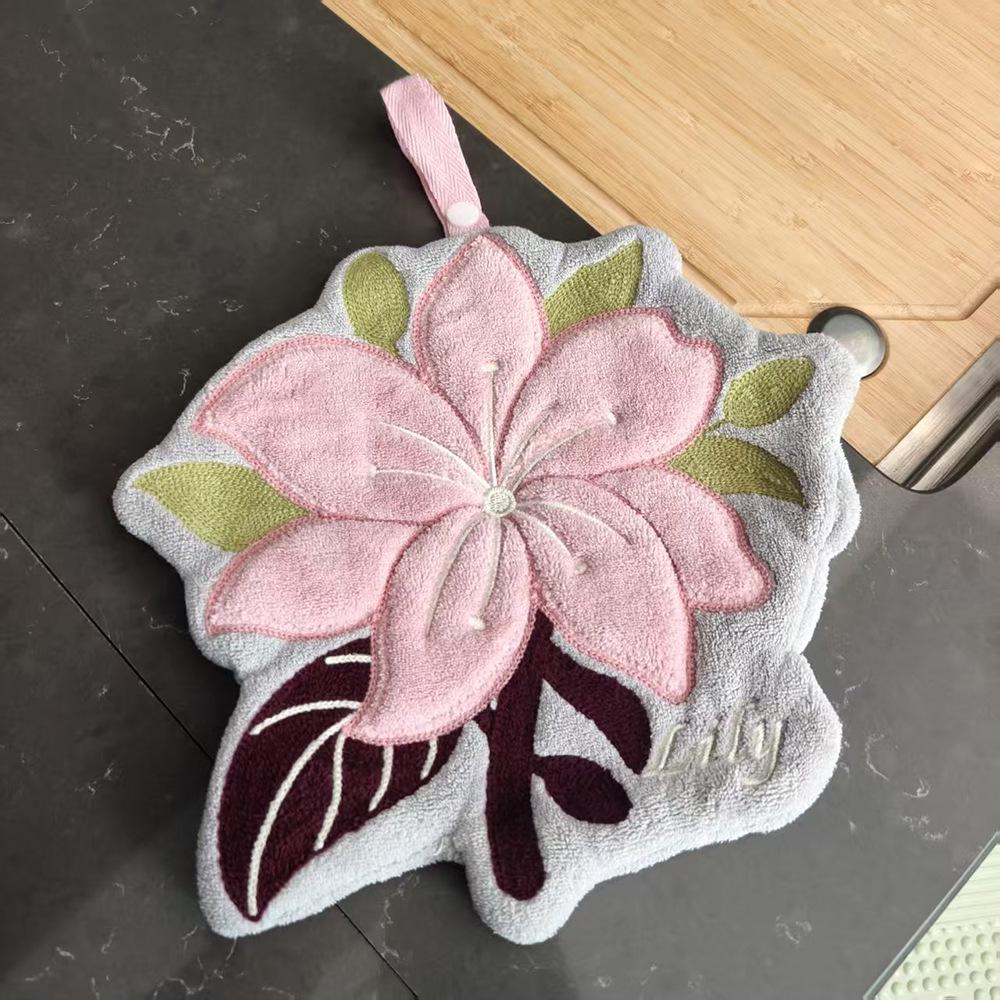 Chinese Style Floral Coral Fleece Hanging Hand Towel - Creative Gift & Cultural Peripheral