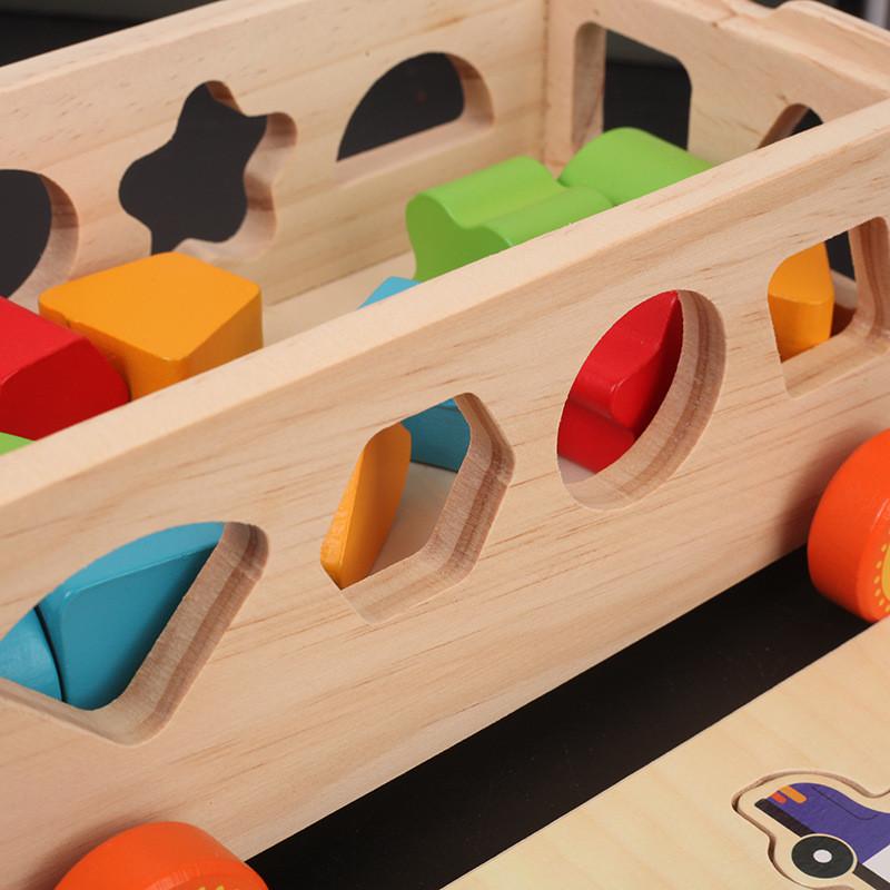 Building Wooden Preschool Blocks Number Shape Sorting Early Cognitive Skills