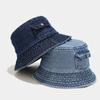 Korean Denim Bucket Hat for Women Vintage Solid Color Fisherman Cap Summer Outdoor Travel Girls Panama Sun Hats