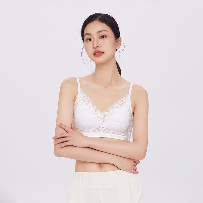 Ultra-Thin French Mesh Lace Bra: Breathable, Slimming Mulberry Silk Support for Large Breasts