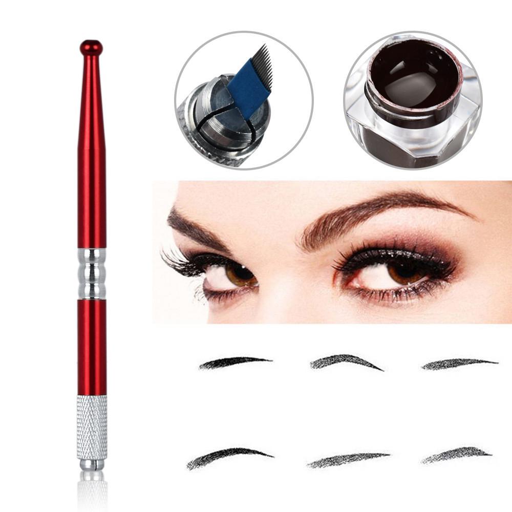 Microblading Kit Eyebrow Tattoo Needle Pen Set with Tattoo Pigment Practice Skin Ring Cups for Permanent Eyebrow Makeup Tattoo Kits