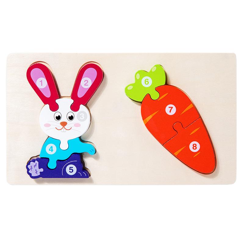 Wooden Food Chain Puzzle Animal Building Block Early Education Children Three-Dimensional Puzzle Intellectual Toy