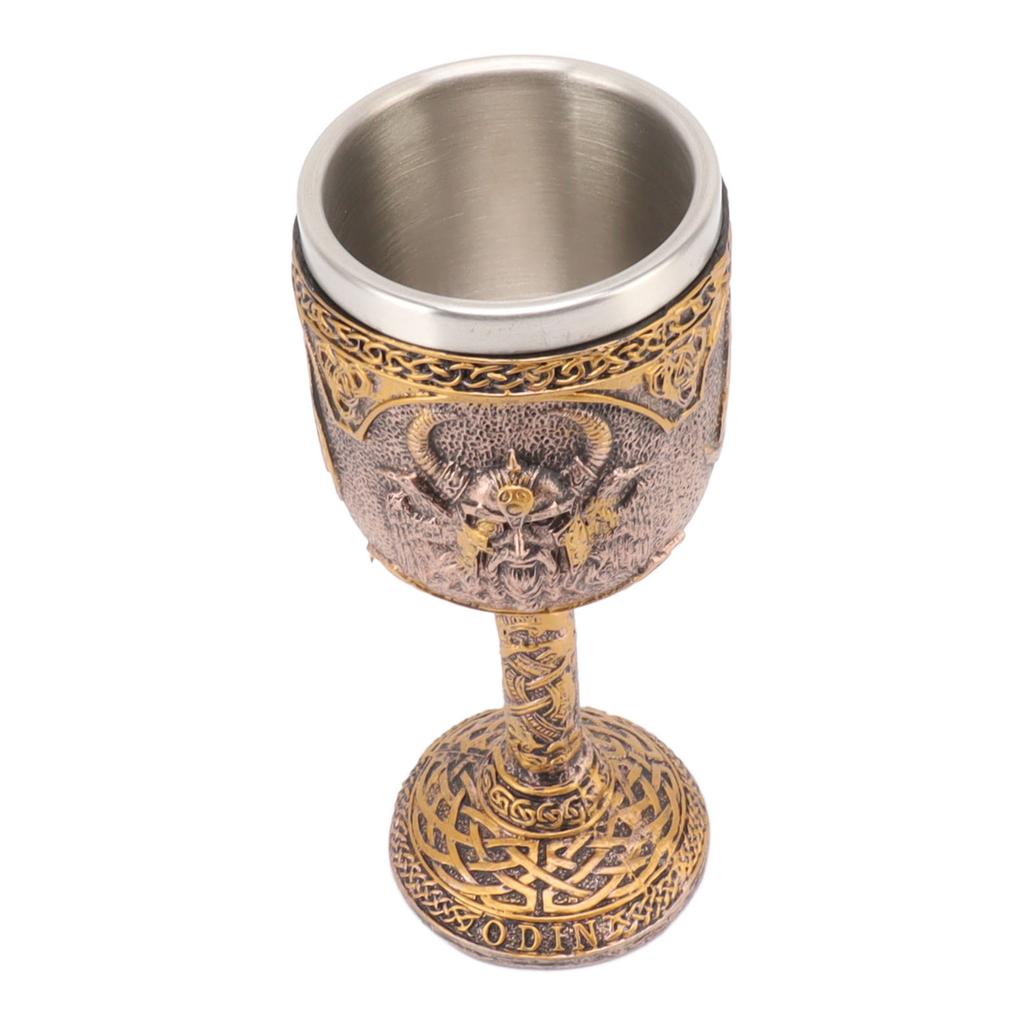 Nordic Viking Goblet Retro Resin Stainless Steel Beer Cup for Cocktails Whisky Red Wine