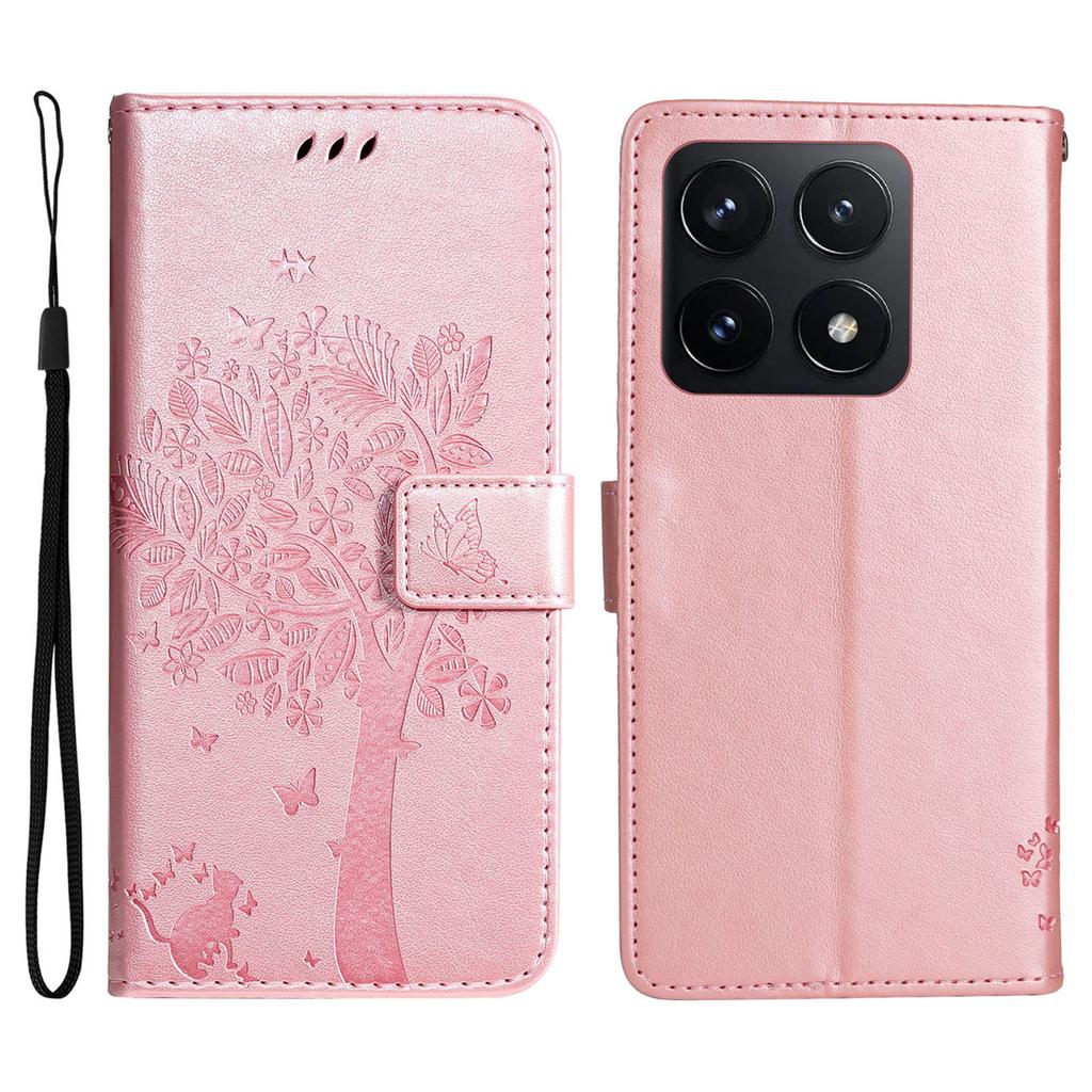 Für Xiaomi 14T Handyhülle mit Ständer Katzenbaum Muster Leder Geldbörse Handyhülle