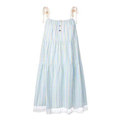 Duanmu purple and blue striped design suspender dress female student summer new seaside vacation dress
