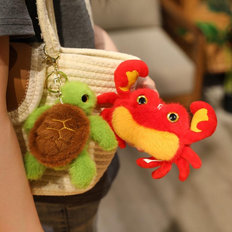 Cartoon Octopus, Shark, Sea Turtle, Marine Animal Pendant, Doll, Plush Toy Bag, Keychain Hanging Decoration