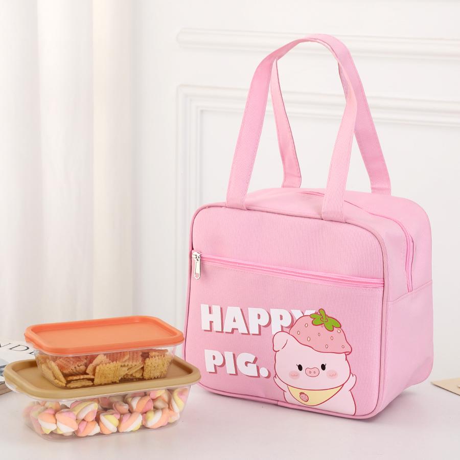 Hand-held Insulated Lunch Box Bag, Waterproof and Oil-proof, Cartoon-style Handbag, Multi-functional Storage Bag