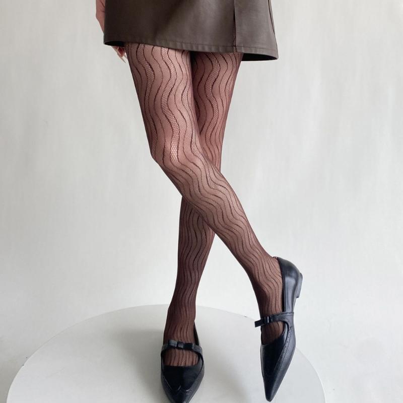 Women Lace Patterned Fishnet Tights High Waist Fishnets Leggings Net Stockings Pantyhose Thigh High Stockings Hosiery