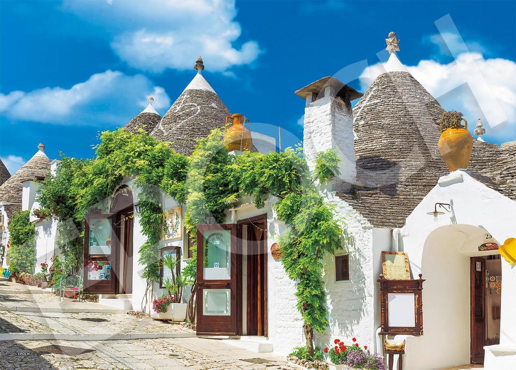 Puzzle EPOCH 500 dílků Trulli z Alberobello s lepidlem a špachtlí a bodovým lístkem EPOCH [Itálie] (Rozměr 38 x 53 cm) 06-307s
