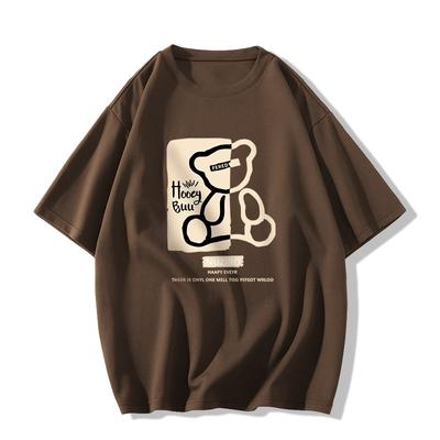 Καλοκαιρινό casual υπερμεγέθη μπλουζάκι καθαρό βαμβακερό κοντό μανίκι Γυναικεία harajuku αστεία κινούμενα σχέδια με στάμπα ζευγάρι y2k μπλούζες UNISEX streetwear