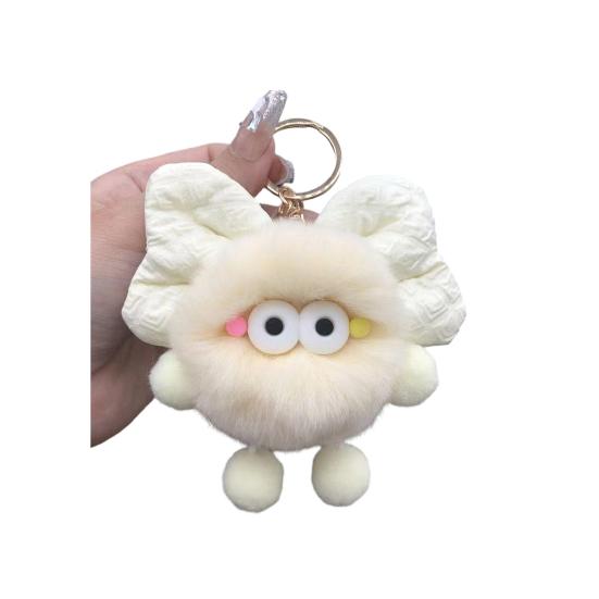 Keychain Plush Fur Bow Soft Imitation Fur Car Keychain Bags Backpacks Handbags Decorative Accessory