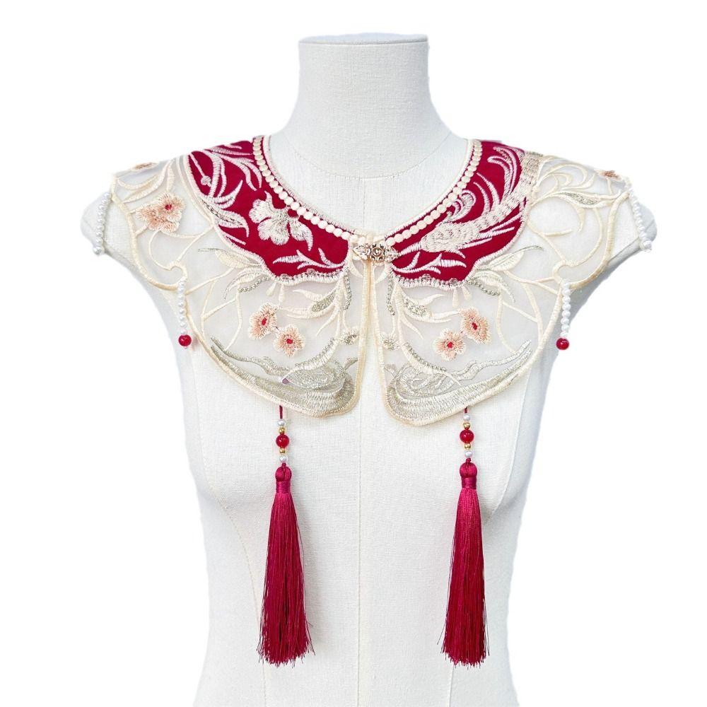 Chinese Style Embroidered Shawl Embroidery Design Detachable False Collar  Chinese Traditional