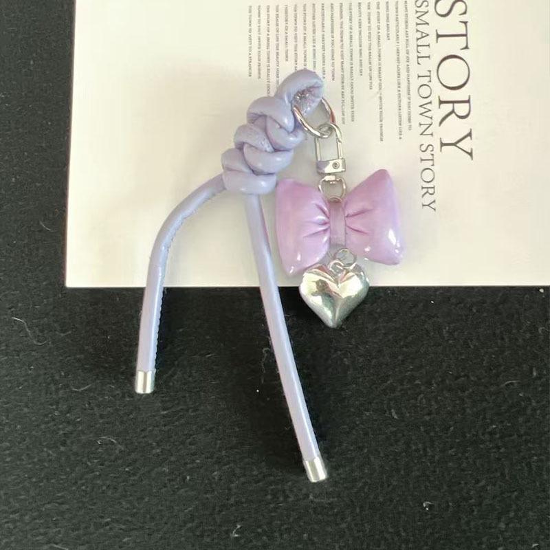 Series Heart Leather Bow Bag Hanging Pendant Keychain Jewelry Gift Decoration Accessories