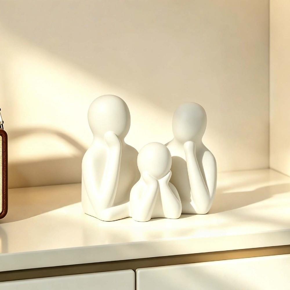 Plastic Abstract Family Sculpture 3D Printed Parent-Child Figurine Bedroom Decor