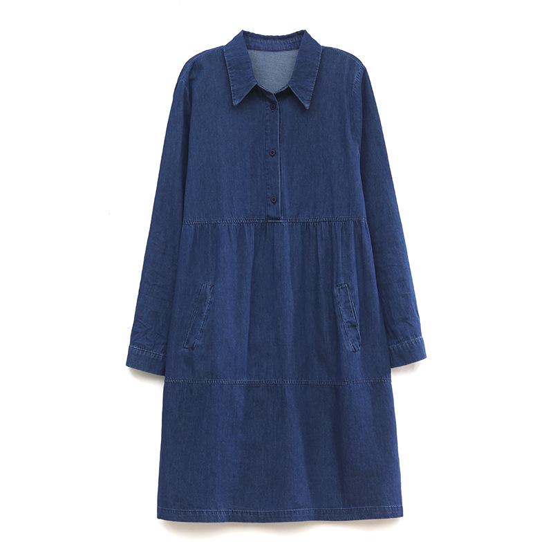 Damska sukienka koszulowa z czystej bawełny - Elegancka kolekcja wiosna/jesień 2024 dla matek w średnim wieku