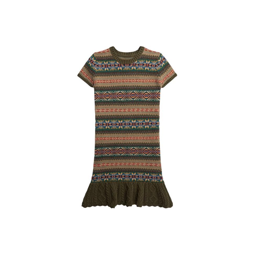 

Polo Ralph Lauren Geometric Stripe Embellished Round Neck Casual Short Sleeve Dress Kids Dresses Multicolor CWPODRSG3D20701-999 L