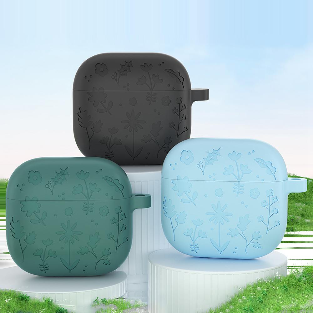 For Apple Airpods 4 Silicone Soft Earphone Case Protective Cover with Carabiner 3D Flower Protective Cover Earphone Accessories