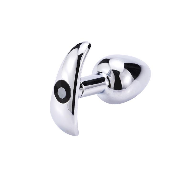 Metal G-Spot Butt Plug with Diamond Accents for Self-Pleasure