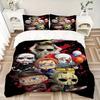 3pcs Horror Icons Printed Quilt Set - Includes 1 Quilt Cover and 2 Pillowcases, Machine Washable - Suitable for All Seasons.C054