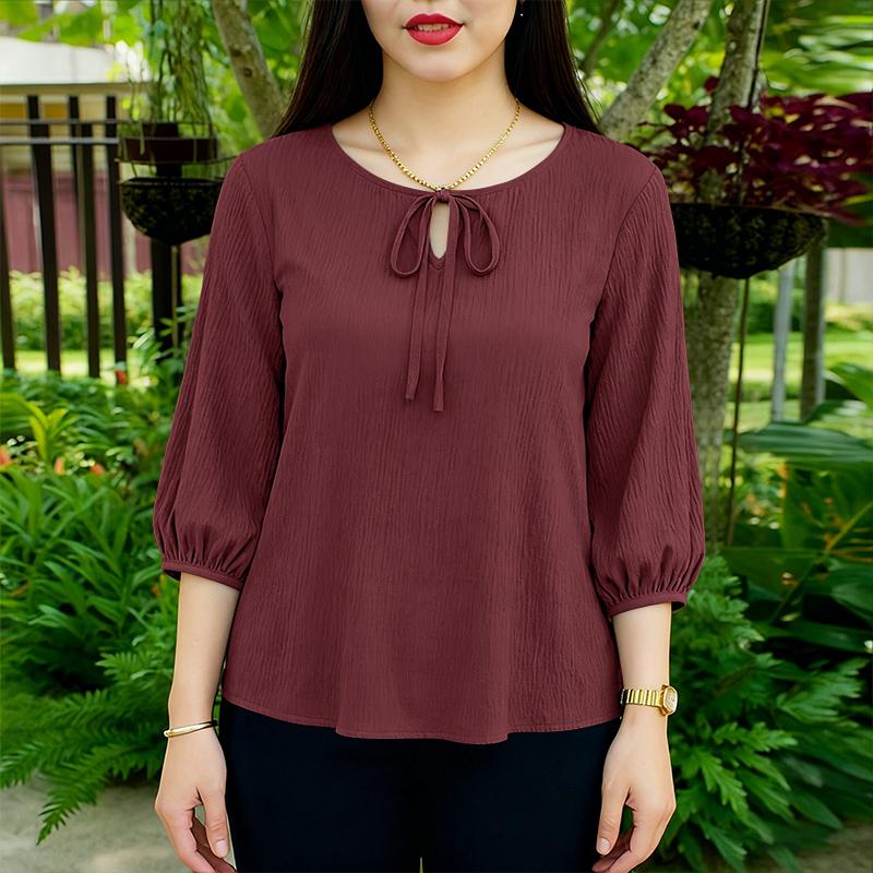 ZANZEA Women Casual Round Neck 3/4 Sleeve Loose Blouse