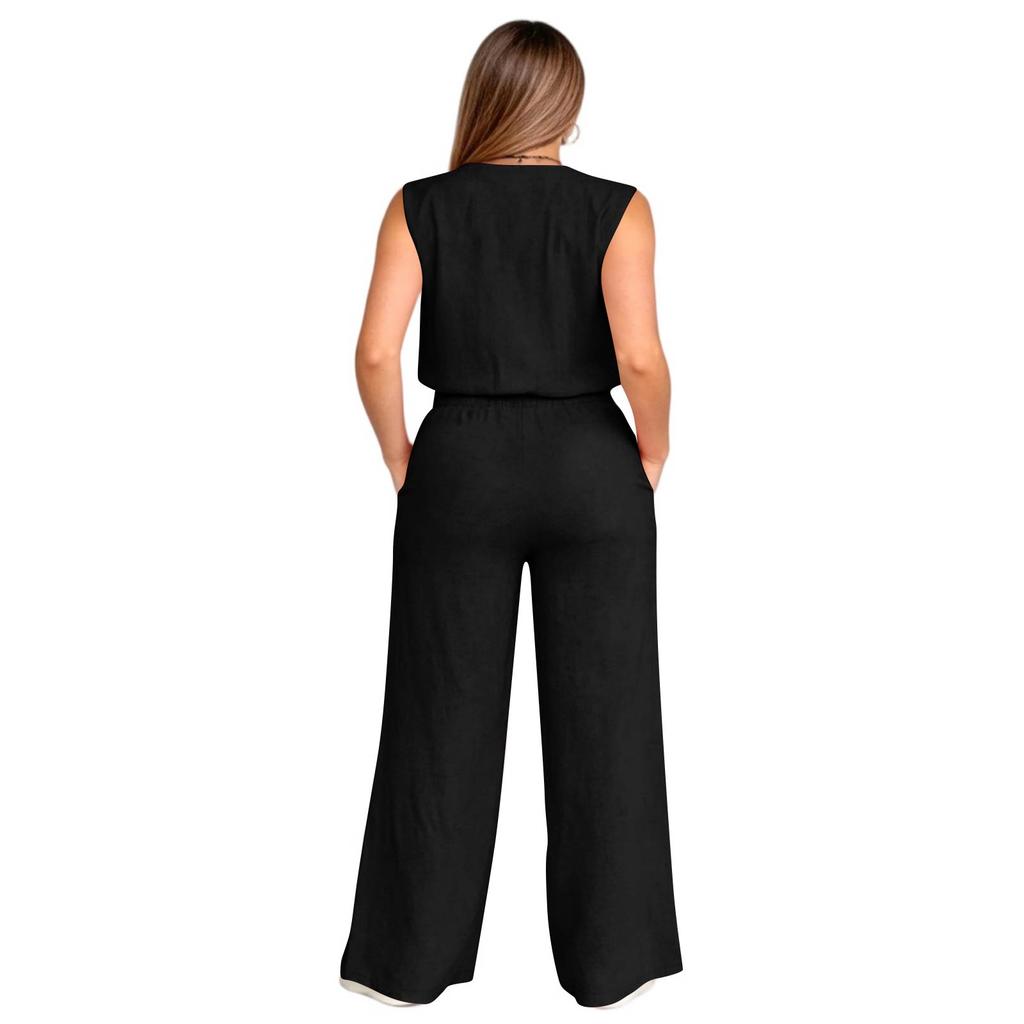 Women's 2-Piece Fashionable Casual Loose Fit Sleeveless T Shirt Top And Pants Set