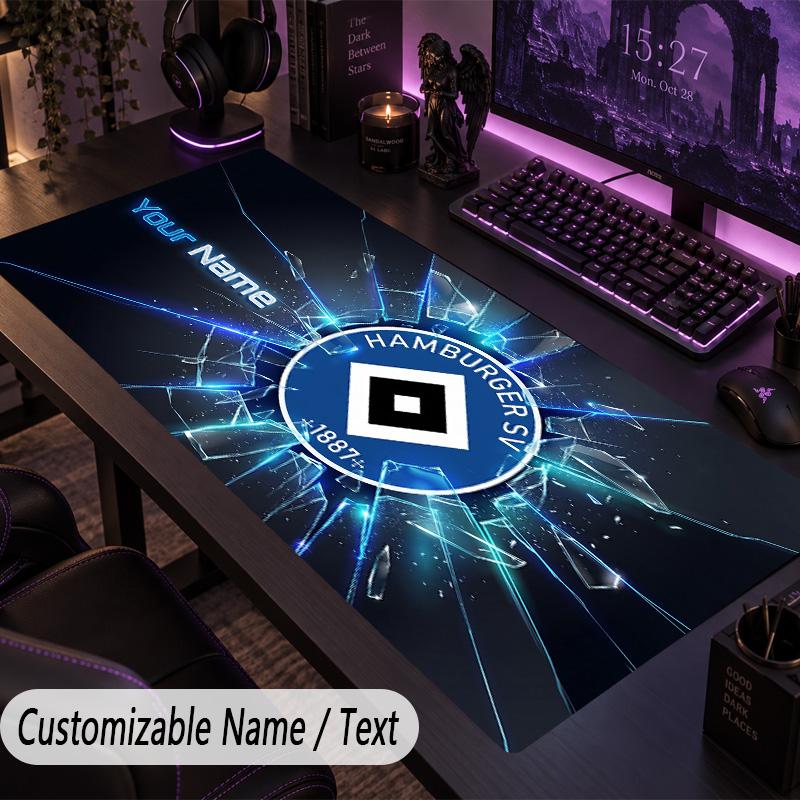 Large Mouse PadHamburger SV Custom Name Text Personalized Desk Mat Non Slip Gaming Pad